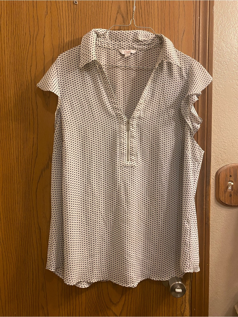 Candie's White Sleeveless Polo Top with Black Micro Hearts